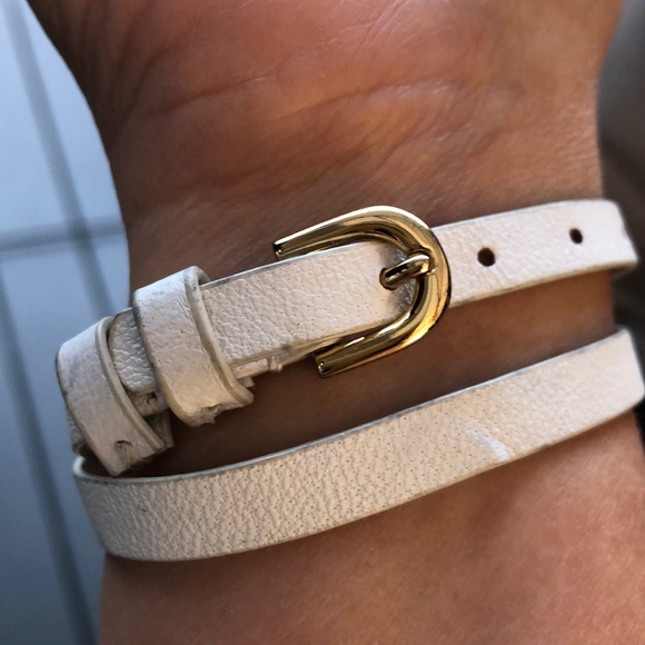 White / gold Leather wrap bracelet - Picture 3 of 3